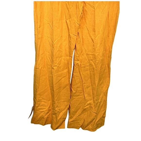 ASOS Wide Leg Pants High Rise Side Pockets Linen Blend Orange Women's US 10 NWT - Picture 6 of 11